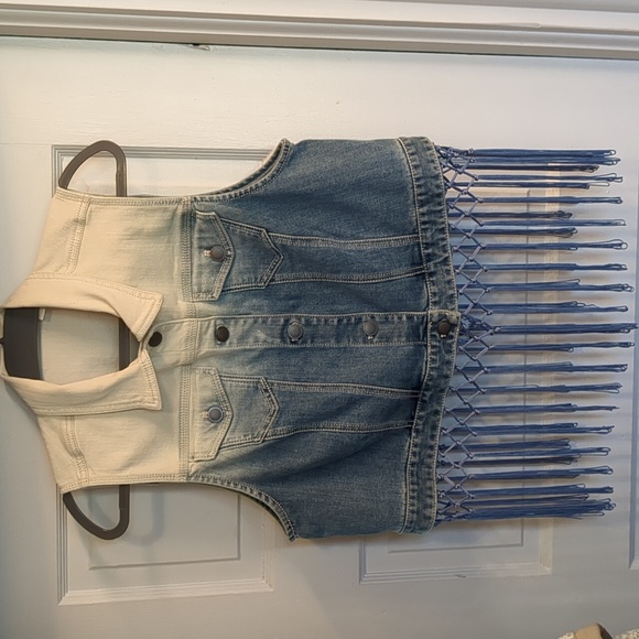 Chico's Jackets & Blazers - CHICO'S Ombre Denim Vest with Funky Fringe